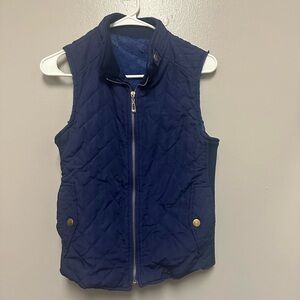 Navy Quilted Vest with Gold Accents